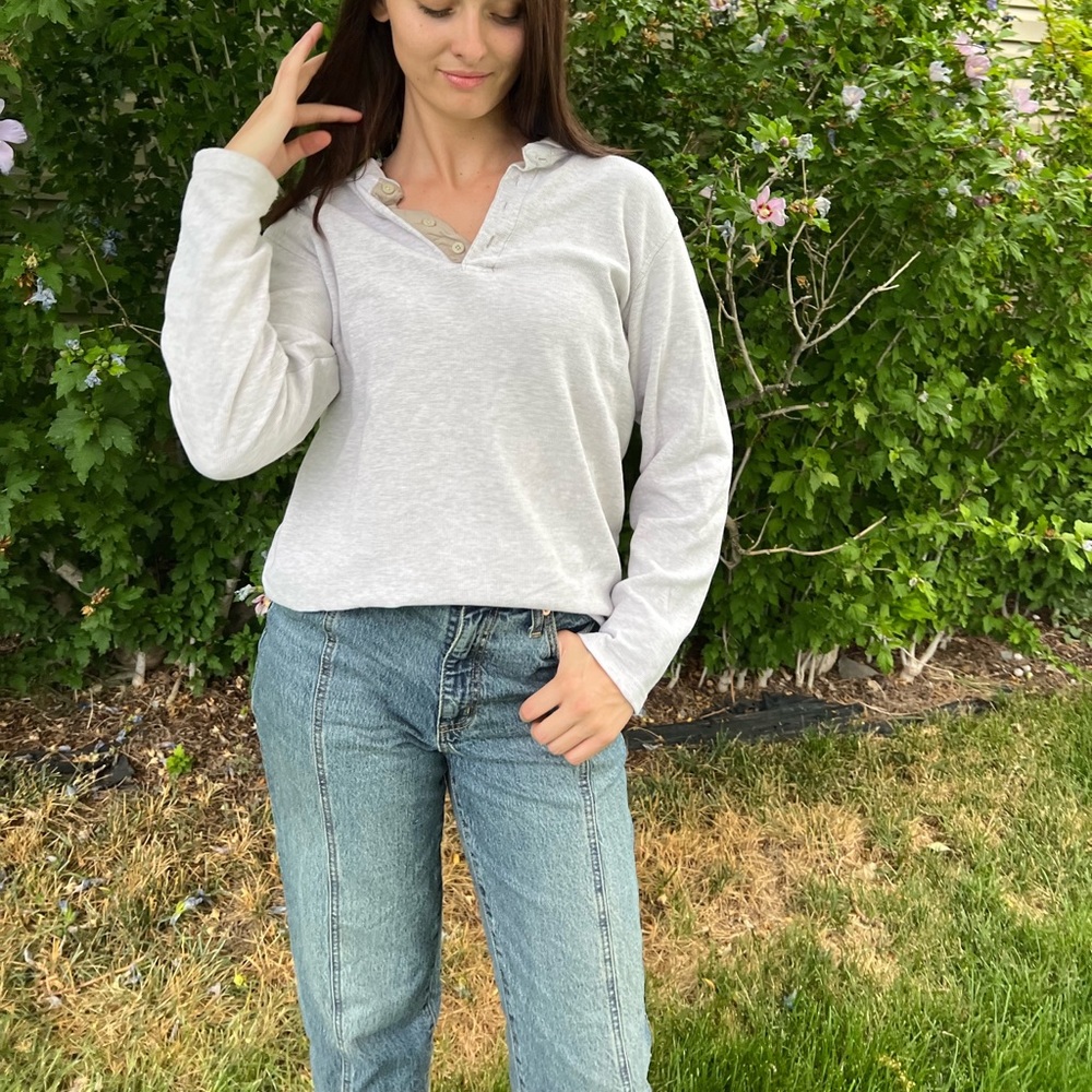 Gray Button Up Long Sleeve Shirt